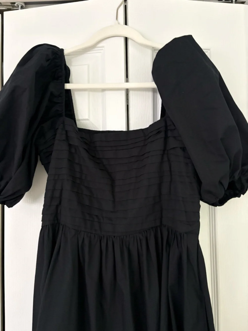 Abercrombie & Fitch Black Puff-Sleeve Square-Neck Midi Dress - Picture 2 of 2